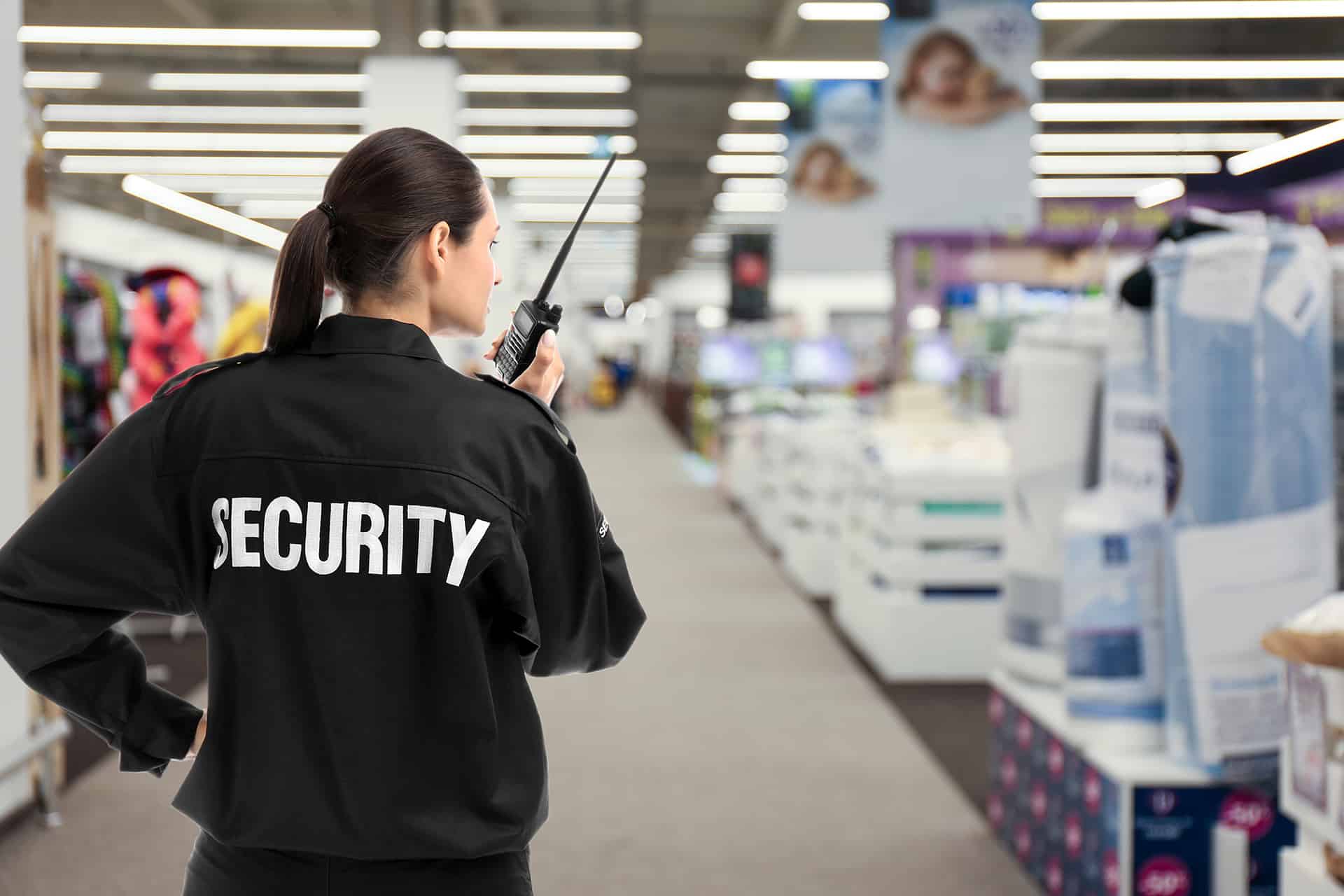Security guard services in progress at a shopping outlet in Raleigh, NC
